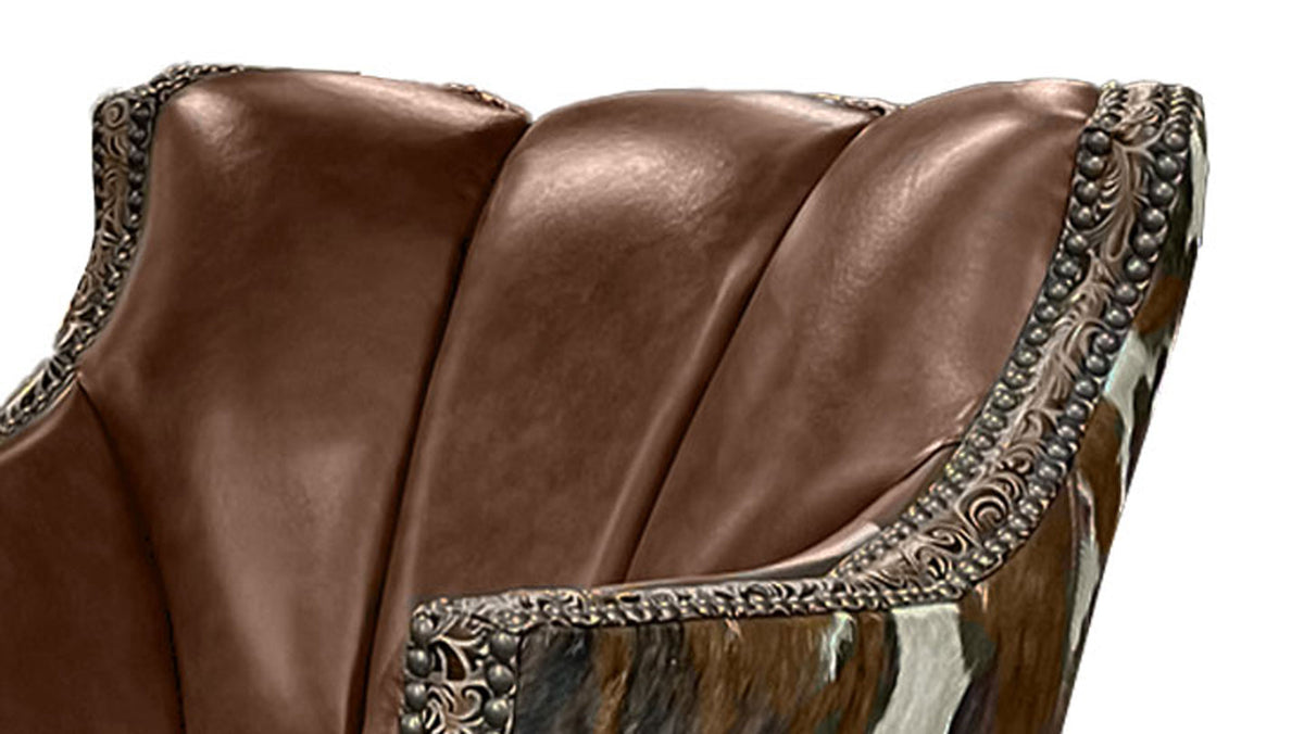 Wrangler 100% Leather & Hair on Hide Swivel Chair