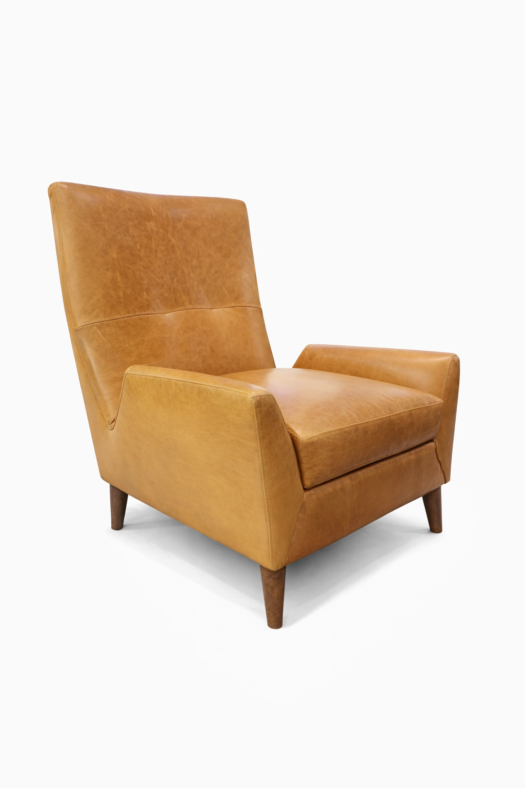 Jamison Leather Mid-Century Modern Wing Chair