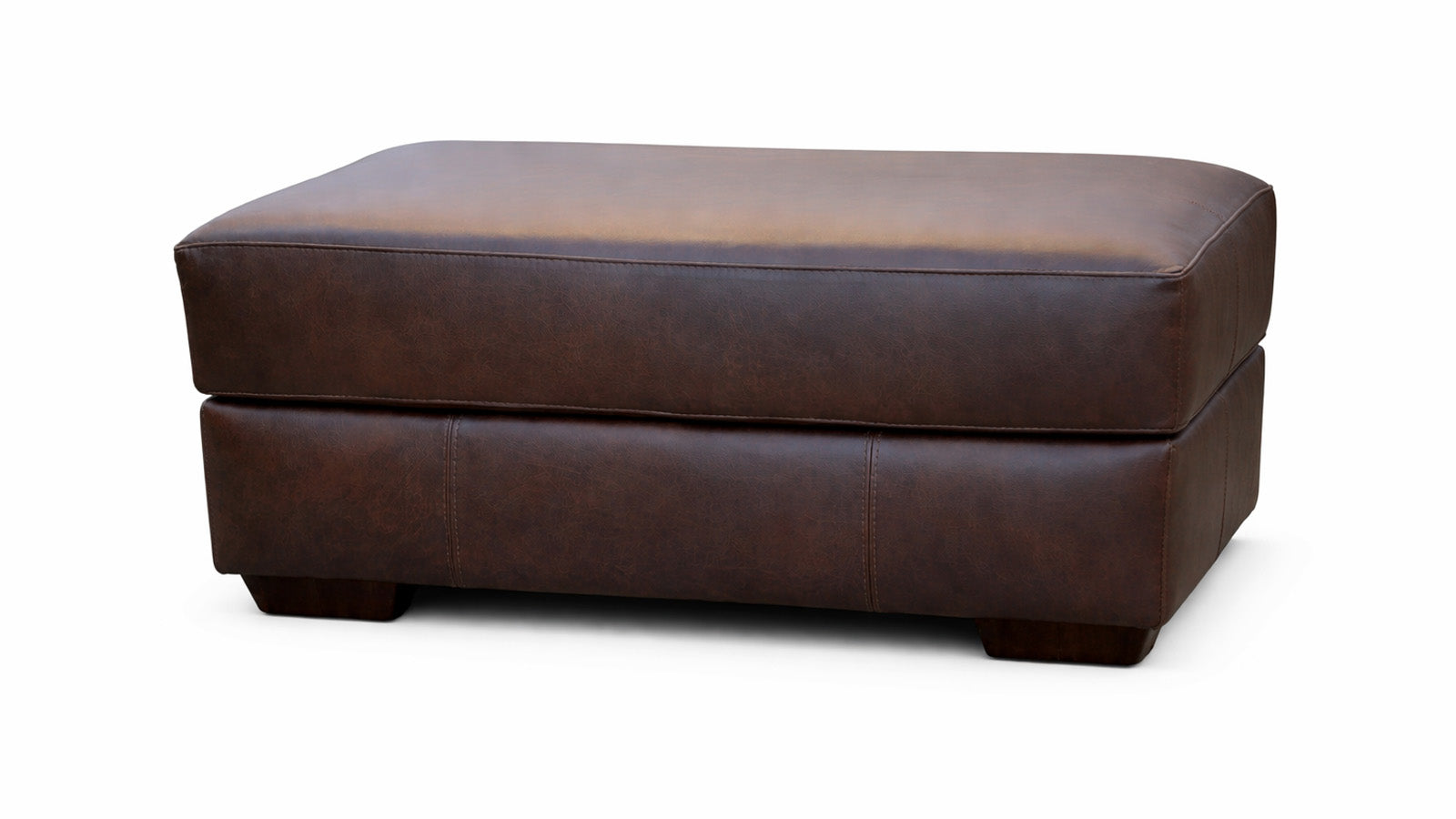 Brown leather ottoman on a white background