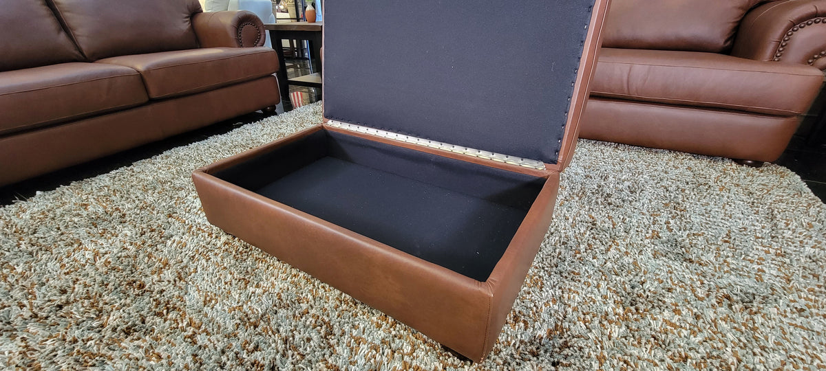 Bourbon Leather Ottoman