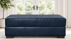 Revelation Oceanic Blue Top Grain Leather Ottoman