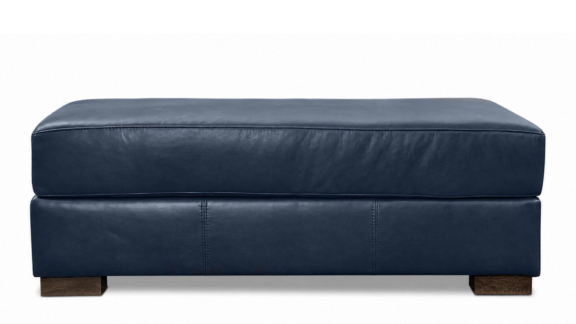 Revelation Oceanic Blue Top Grain Leather Ottoman