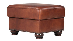 Chevy Fortune Molasses Leather Ottoman w/Storage