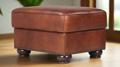 Chevy Fortune Molasses Leather Ottoman w/Storage