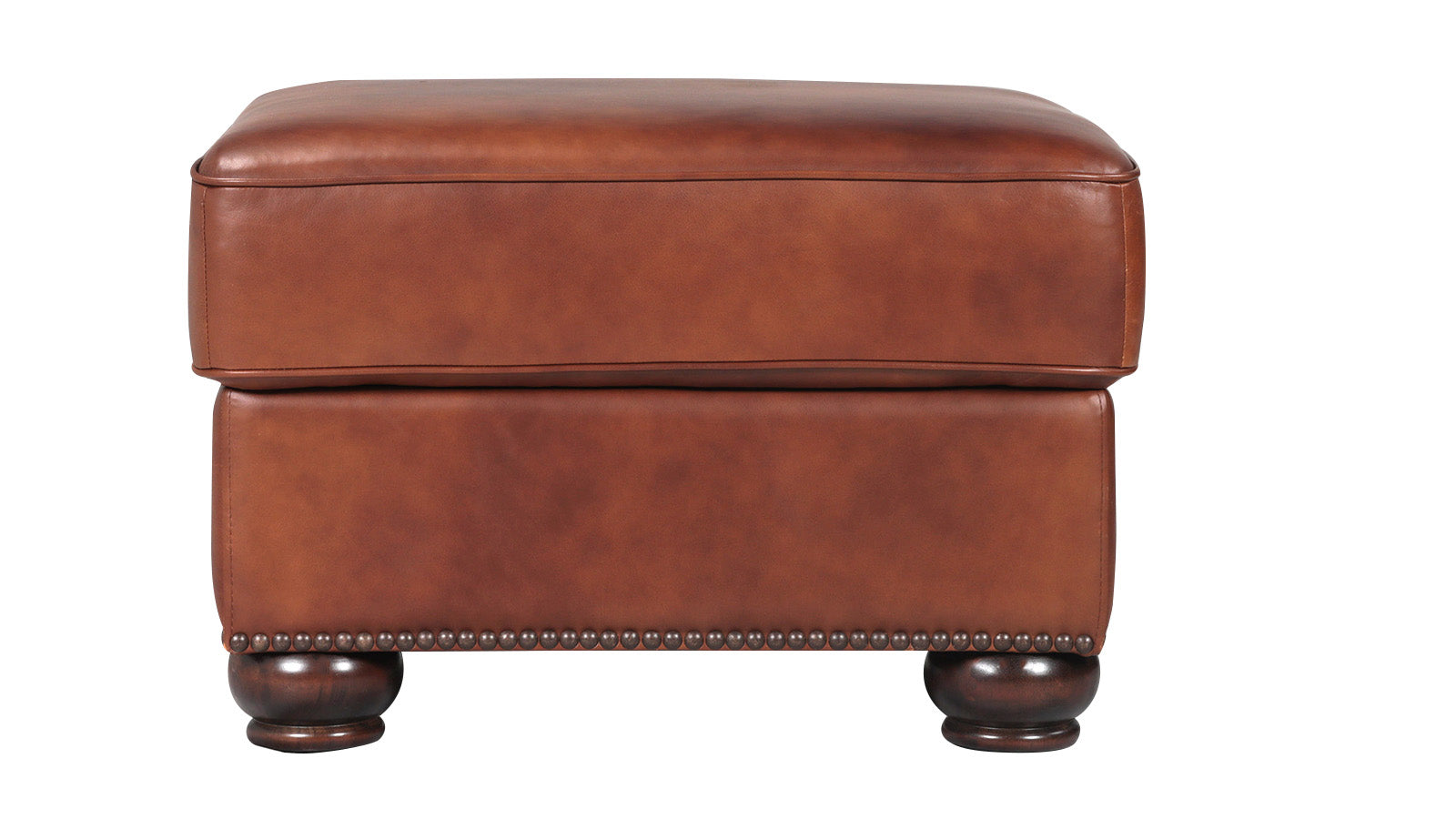 Chevy Fortune Molasses Leather Ottoman w/Storage