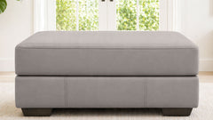 Smoke Top Grain Performance Leather Ottoman by Mayo | Made in USA  | Gallery Furniture