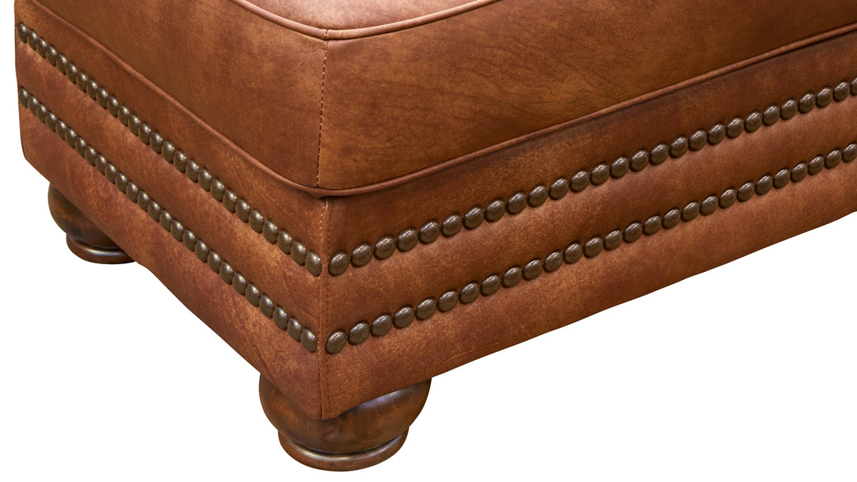 Carnegie Fawn Leather Storage Ottoman