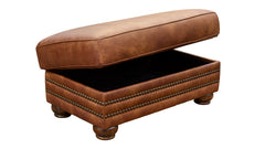 Carnegie Fawn Leather Storage Ottoman