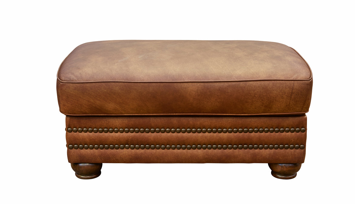 Carnegie Fawn Leather Storage Ottoman