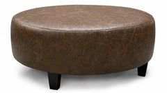 Large Round Leather Ottoman by Jonathan Louis | Made in USA | Gallery Furniture
