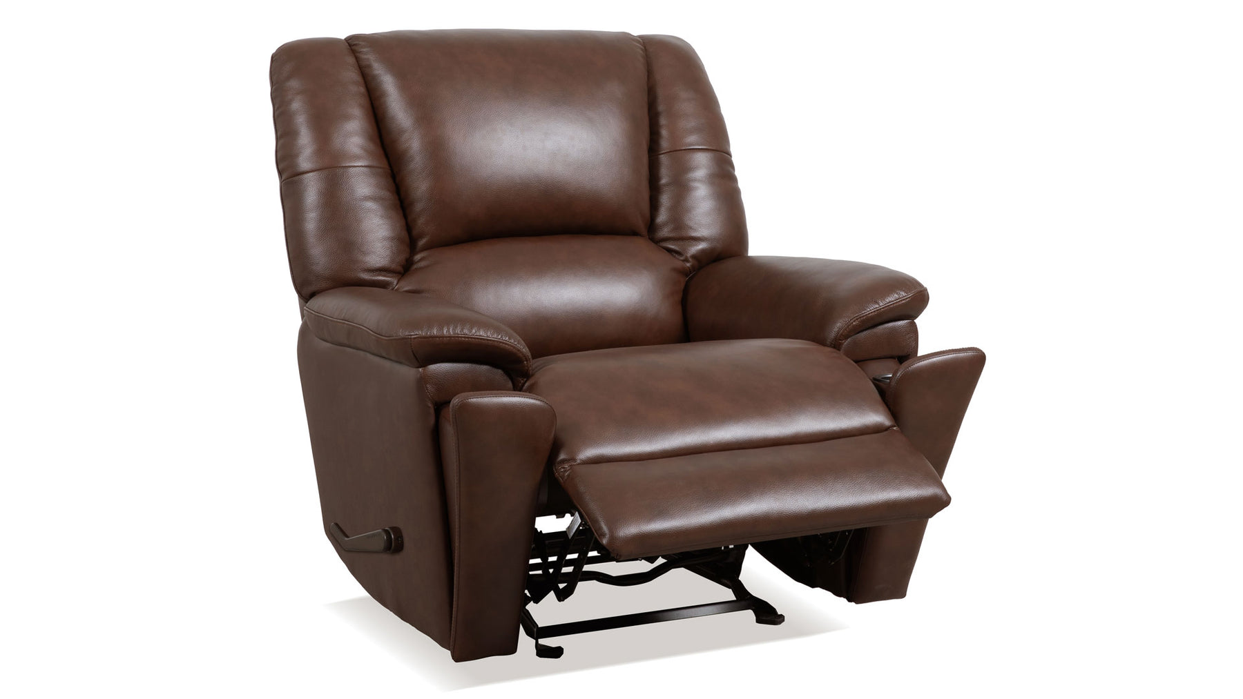 New Perfect Match Plush Tavern Brown Leather Manual Rocker Recliner