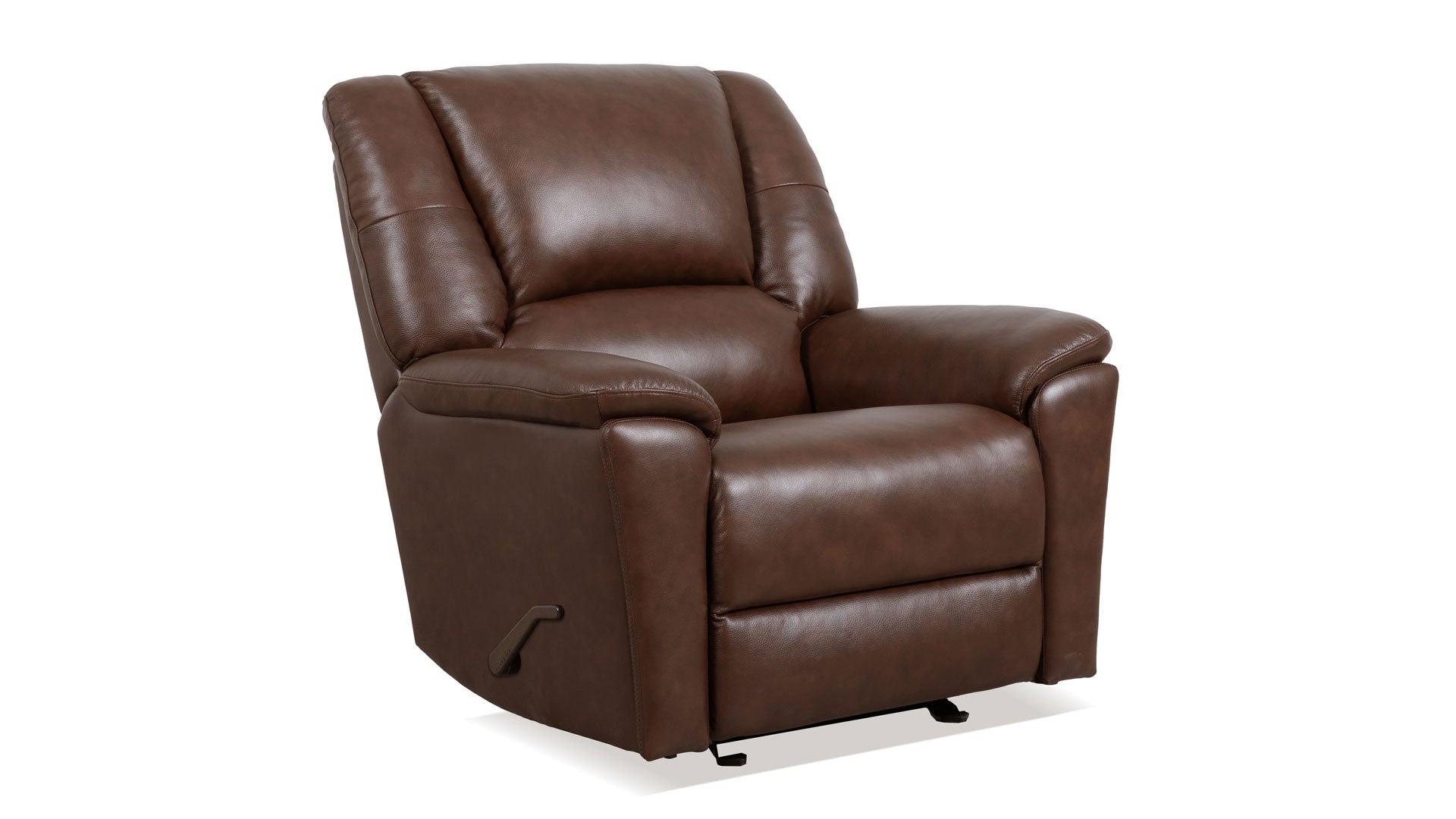 New Perfect Match Plush Tavern Brown Leather Manual Rocker Recliner