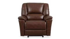 New Perfect Match Plush Tavern Brown Leather Manual Rocker Recliner