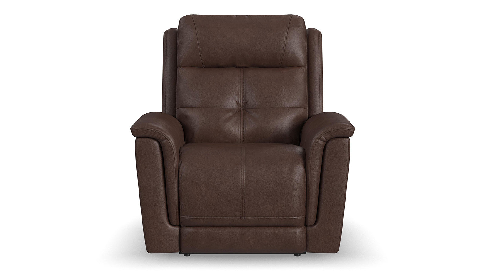 Sillón reclinable eléctrico «Zero Gravity» de cuero marrón de Cloud Nine Stitch – Sillón tapizado para salón | Gallery Furniture