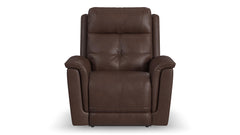 Sillón reclinable eléctrico «Zero Gravity» de cuero marrón de Cloud Nine Stitch – Sillón tapizado para salón | Gallery Furniture