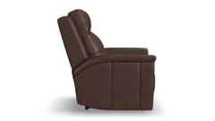 Sillón reclinable eléctrico «Zero Gravity» de cuero marrón de Cloud Nine Stitch – Sillón tapizado para salón | Gallery Furniture