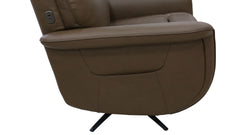 Brown upholstered recliner chair shown from a side angle against a plain white background.