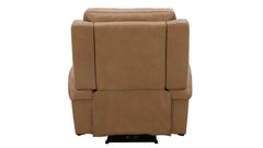 Sillón reclinable eléctrico «Heart Latte» de Mack, en cuero marrón y con sistema Zero Gravity – Sillón tapizado para salón | Gallery Furniture
