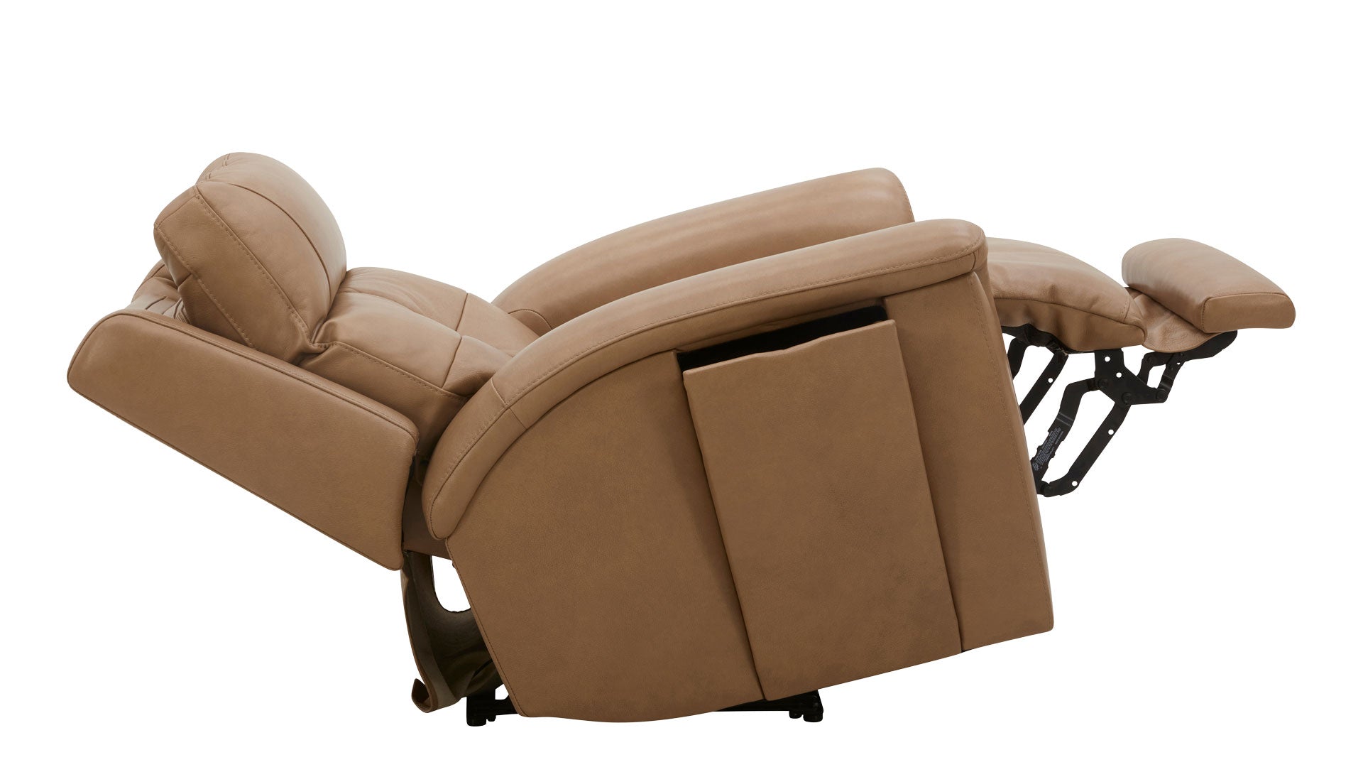 Sillón reclinable eléctrico «Heart Latte» de Mack, en cuero marrón y con sistema Zero Gravity – Sillón tapizado para salón | Gallery Furniture