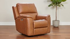 Big Spring Saddle Brown Leather Match Zero Gravity Power Recliner – Upholstered Living Room Chair| Gallery Furniture