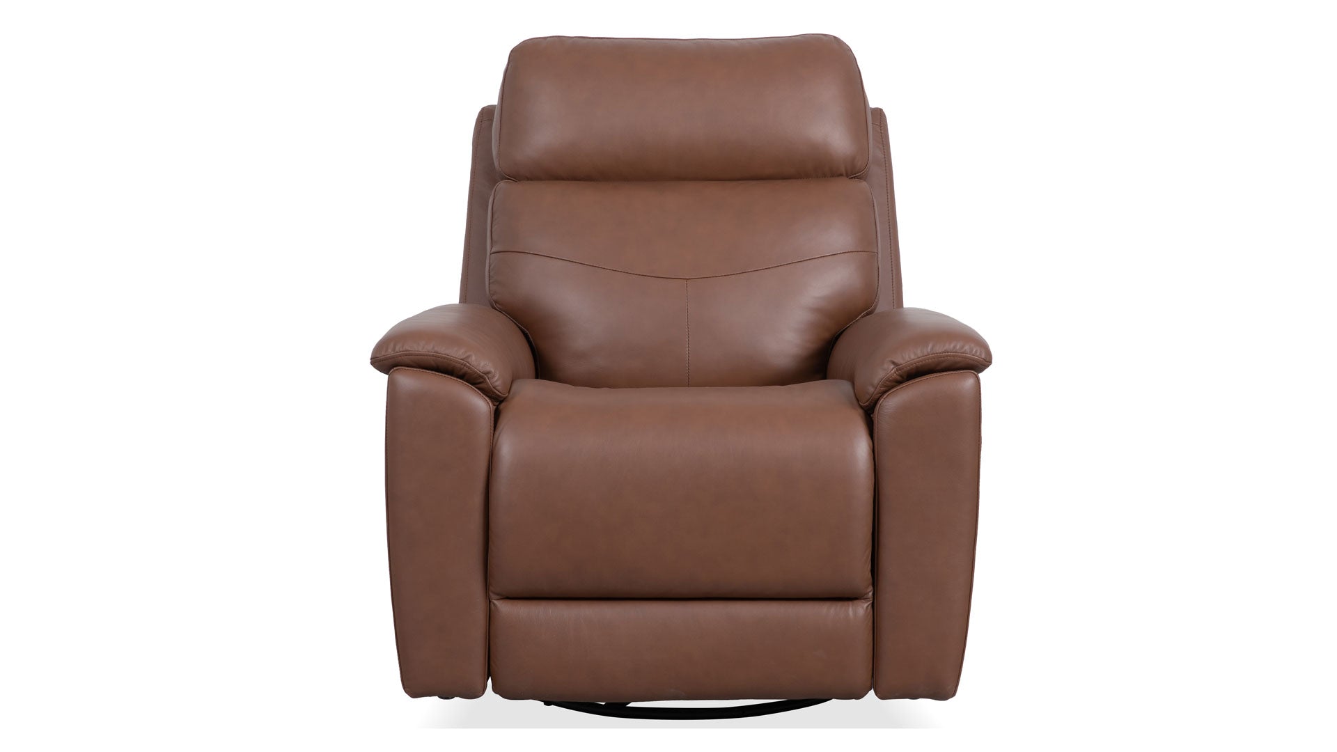 Sillón reclinable giratorio manual «Perfect Match» en cuero marrón nogal refinado – Sillón tapizado para salón | Gallery Furniture