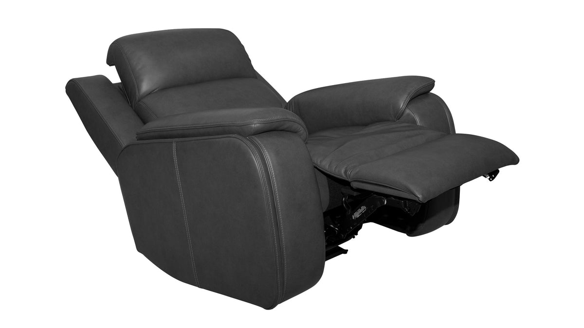 Dark Grey Iron Leather Full Massage Power Recliner