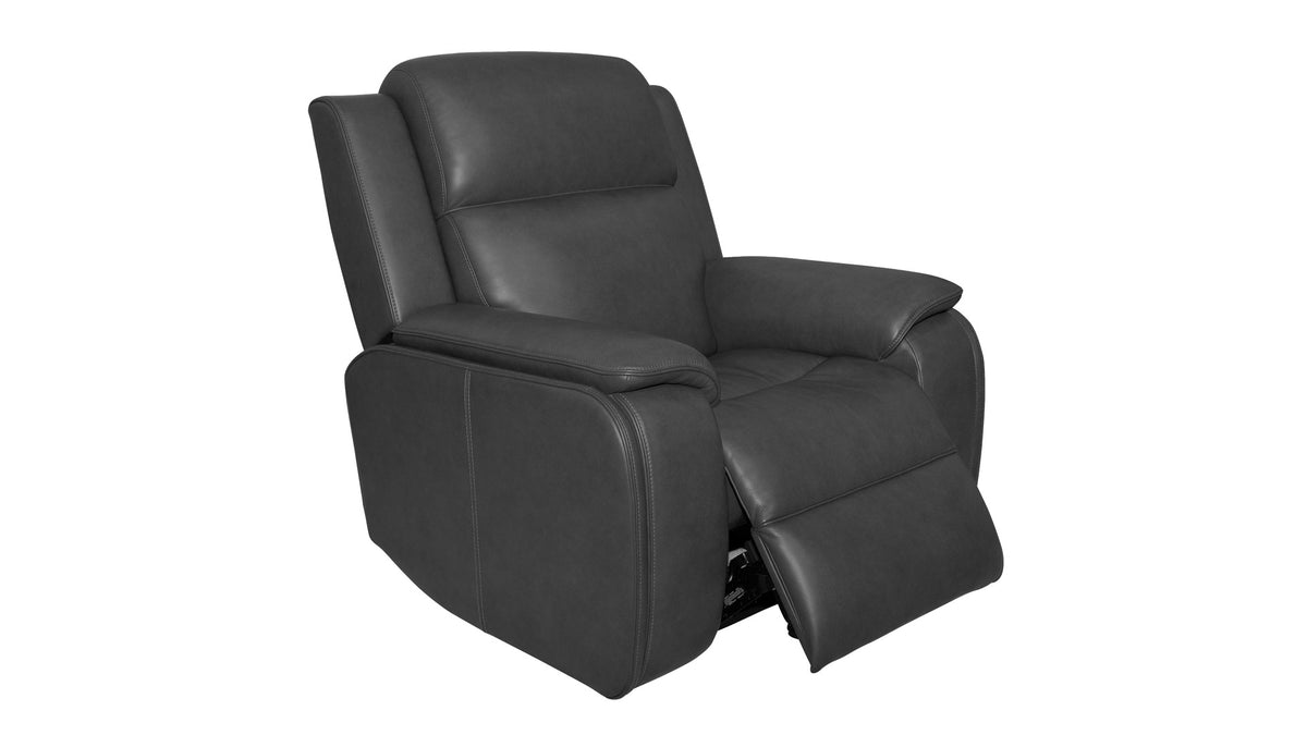 Dark Grey Iron Leather Full Massage Power Recliner