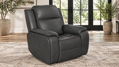 Dark Grey Iron Leather Full Massage Power Recliner