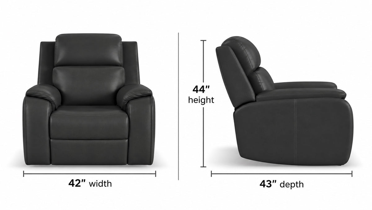 Dark Grey Iron Leather Full Massage Power Recliner
