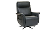 MacZen Haven Deep Blue Swivel Leather Power Recliner by Flexsteel | Gallery Furniture