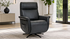 MacZen Haven Deep Blue Swivel Leather Power Recliner by Flexsteel | Gallery Furniture