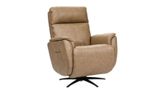 MacZen Cove Taupe Brown Swivel Leather Power Recliner by Flexsteel | Gallery Furniture