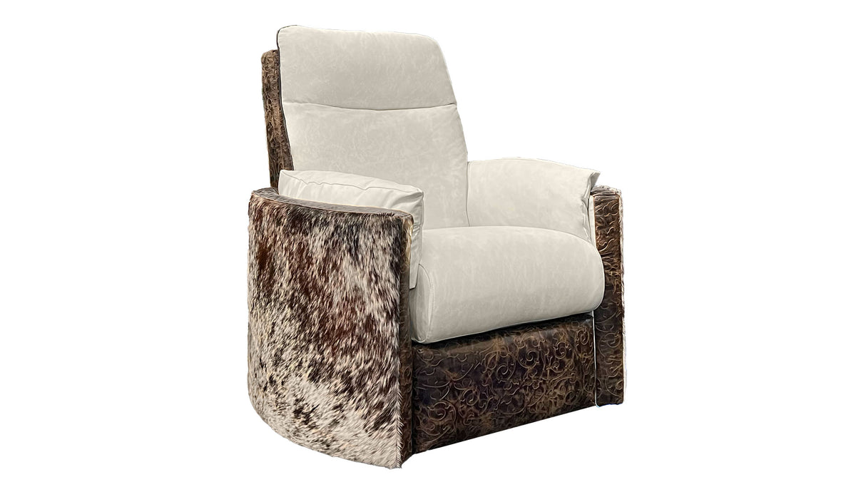 Rodeo 100% Leather & Hair on Hide Push Back Recliner