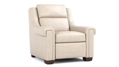 Sillón reclinable eléctrico de cuero de grano superior «Stickley Chester Sorrento Moonshine», que se adapta a la pared