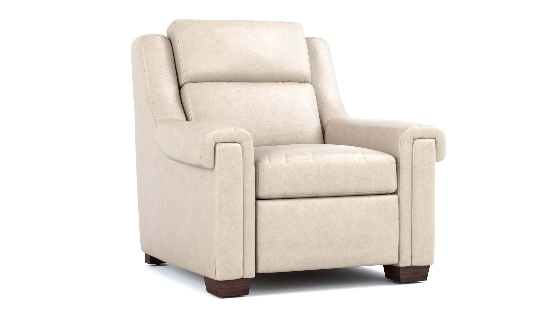 Sillón reclinable eléctrico de cuero de grano superior «Stickley Chester Sorrento Moonshine», que se adapta a la pared