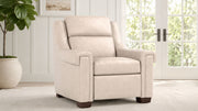 Stickley Chester Sorrento Moonshine Top Grain Leather Wall Hugging Power Leather Recliner
