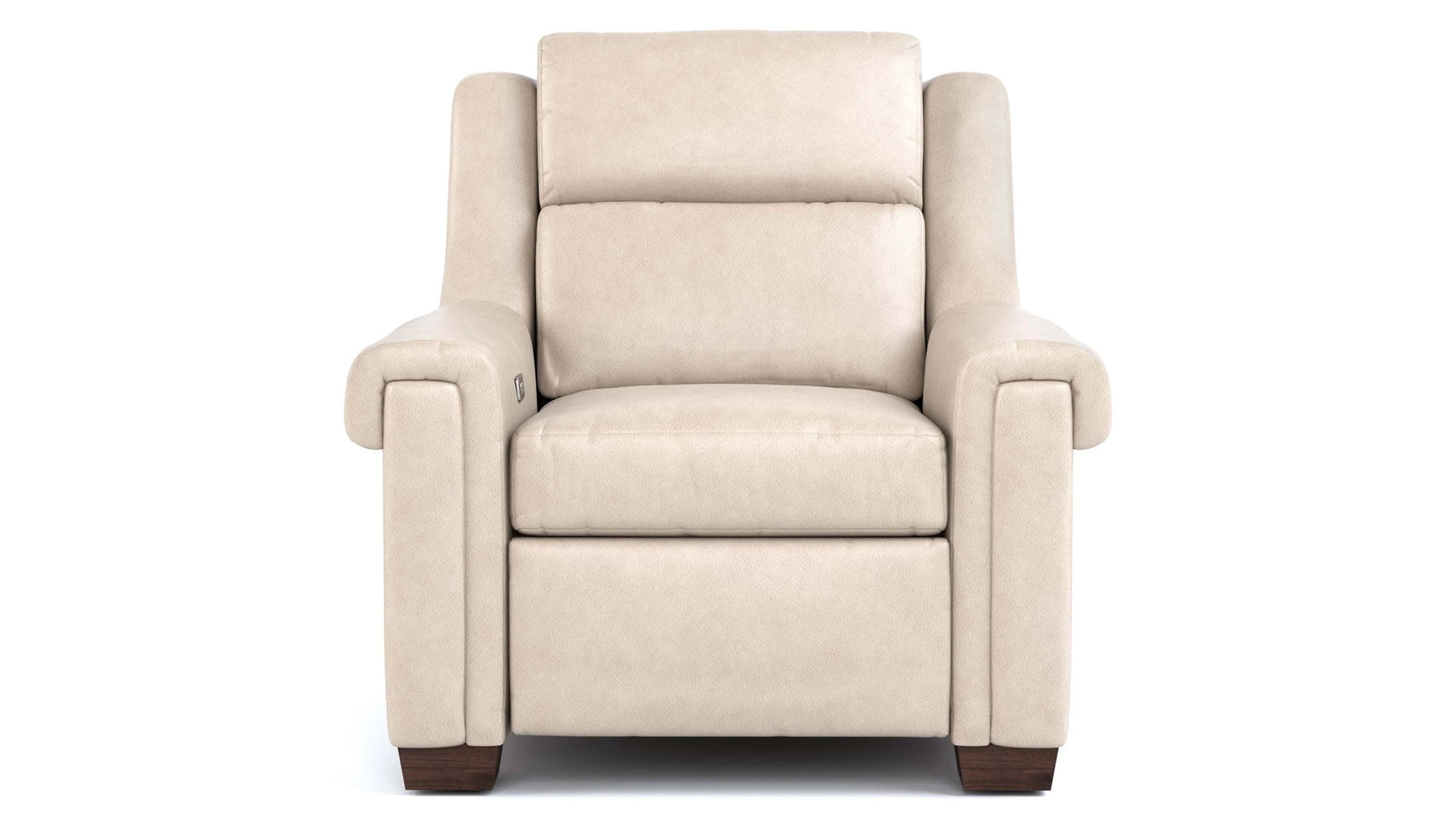 Sillón reclinable eléctrico de cuero de grano superior «Stickley Chester Sorrento Moonshine», que se adapta a la pared
