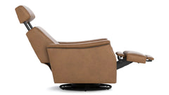 Stickley Laurel Saddle Arm Butternut Top Grain Leather Manual Push Back Swivel Base Recliner