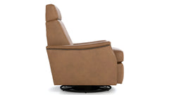 Stickley Laurel Saddle Arm Butternut Top Grain Leather Manual Push Back Swivel Base Recliner