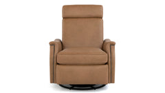 Stickley Laurel Saddle Arm Butternut Top Grain Leather Manual Push Back Swivel Base Recliner