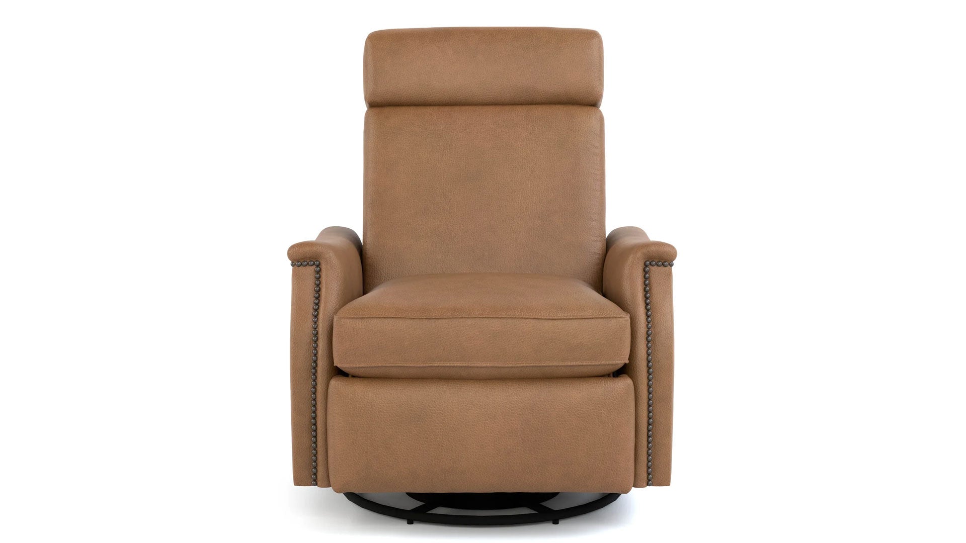 Stickley Laurel Saddle Arm Butternut Top Grain Leather Manual Push Back Swivel Base Recliner