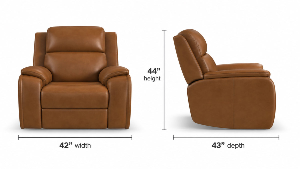 Camel Brown Leather Full Body Massage Power Recliner
