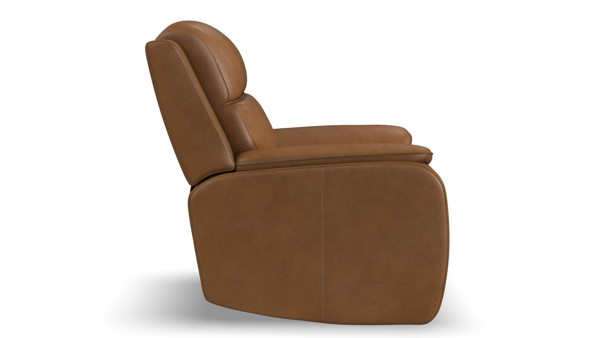 A brown leather recliner chair shown from a side profile view against a plain white background.