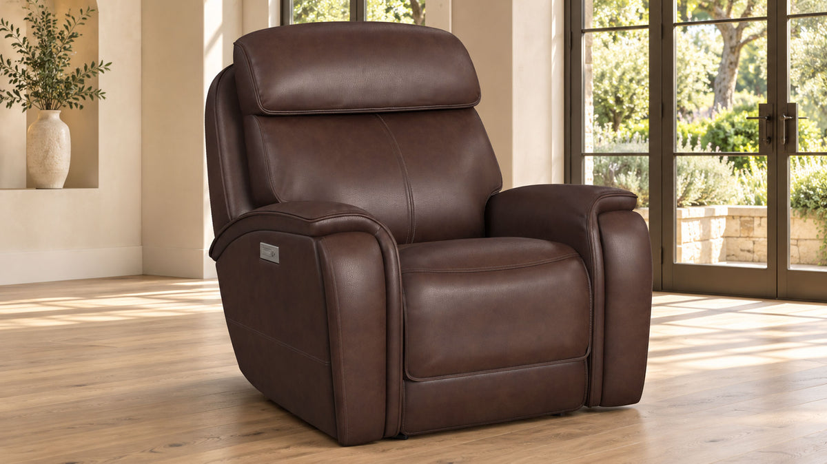 Spiced Walnut P3  Leather Power Motion Recliner | Gallery Furniture