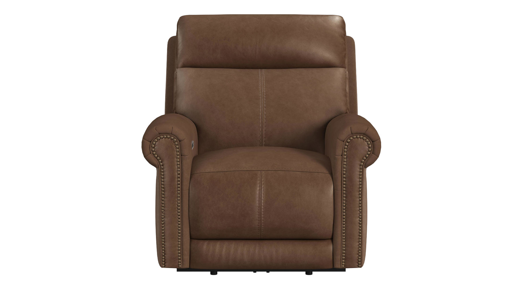 Sillón reclinable eléctrico «Zero Gravity» de cuero marrón rojizo – Sillón tapizado para salón | Gallery Furniture