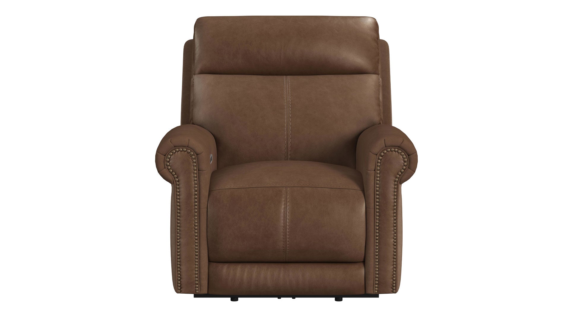 Sillón reclinable eléctrico «Zero Gravity» de cuero marrón rojizo – Sillón tapizado para salón | Gallery Furniture