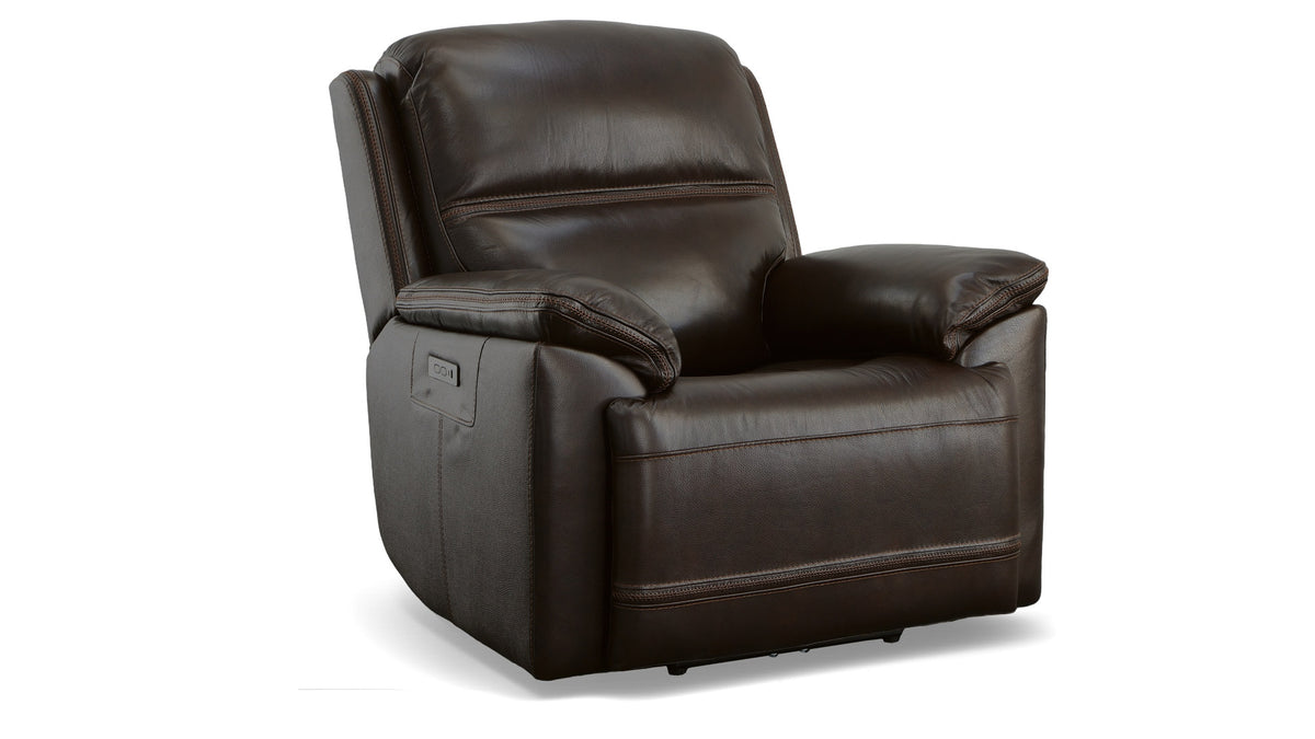 Secretariat Burgundy Leather Power Recliner With Power Headrest