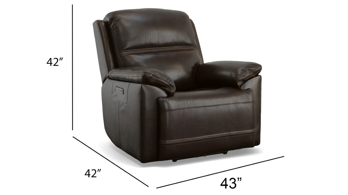 Secretariat Burgundy Leather Power Recliner With Power Headrest