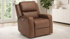 King Cowboy Saddle Brown Leather Match Power Recliner – Upholstered Living Room Chair| Gallery Furniture
