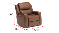 King Cowboy Saddle Brown Leather Match Power Recliner – Upholstered Living Room Chair| Gallery Furniture